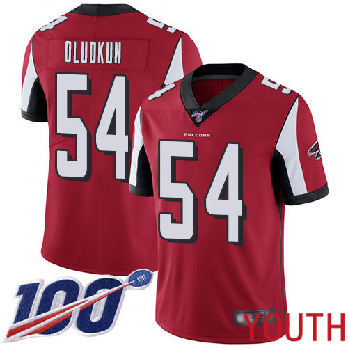 Atlanta Falcons Limited Red Youth Foye Oluokun Home Jersey NFL Football #54 100th Season Vapor Untouchable